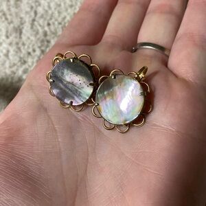 Vintage Mother Of Pearl Clip On Earrings